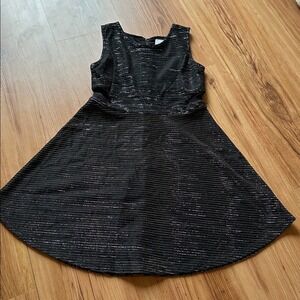 The Children's Place Girls Black Silver Stripe Party Dress Size M 7/8